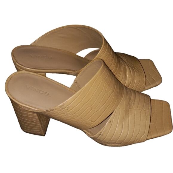 Vince "Nelda" Cutout Croc-Effect Leather Mules in Beige Size 10M - Picture 6 of 8